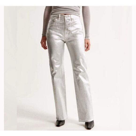 abercrombie fitch the 90's relaxed jean high rise silver Denim 24 00 - Picture 3 of 9